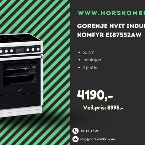 Gorenje Hvit Induksjonskomfyr EI87552AW