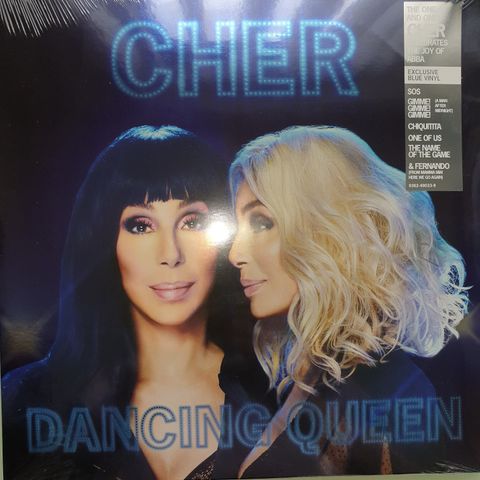 Farget vinyl. Blå. Cher. Abba. NY. Forseglet. "Dancing Queen".