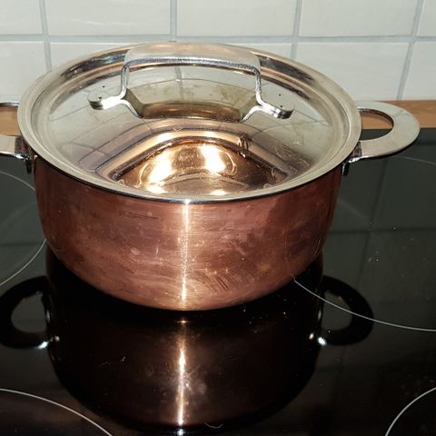 POLARIS copper pot with lid kobber kjele Ø19cm med lokk