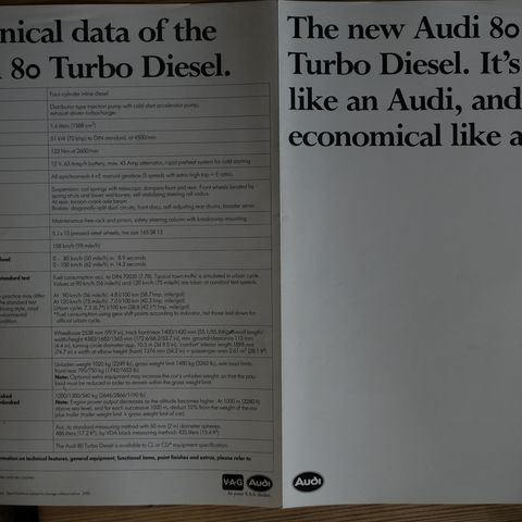The new Audi 80 Turbo Diesel1982 brosjyre .