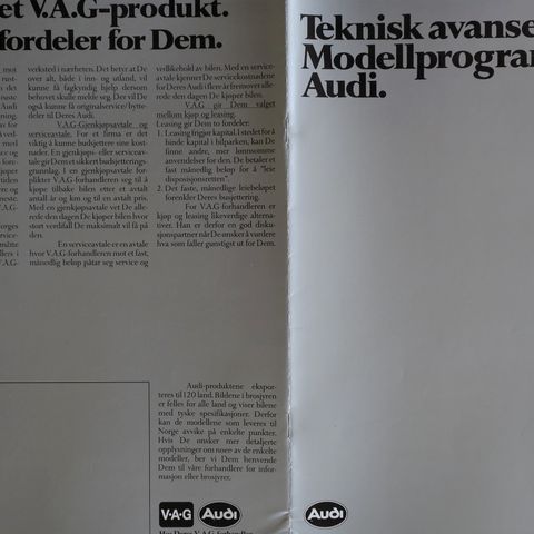Audi modellprogram oktober 1982 bilbrosjyre