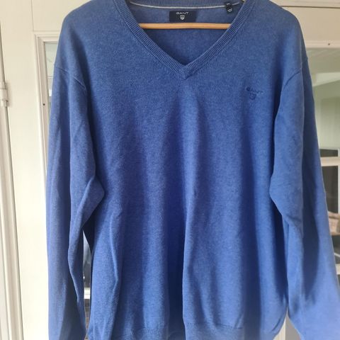 Gant bomullsgenser, 2xl, blå v-hals - som ny