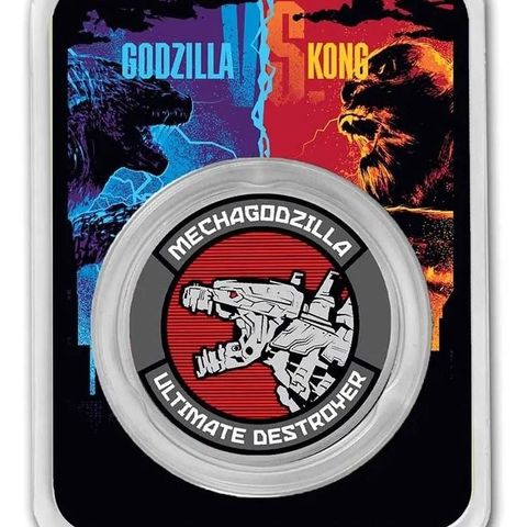 2021 Niue 1 oz Sølv Farget Mechagodzilla BU M/TEP