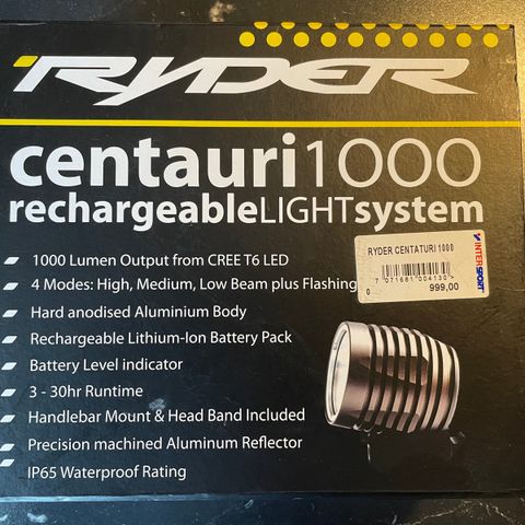 Ryder Centauri 1000 lumen hodelykt