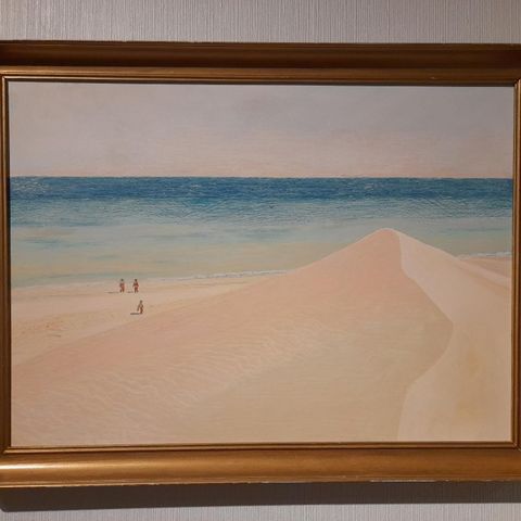 L. Berge, "Maspalomas, mars 1974", ant. acryl på plate