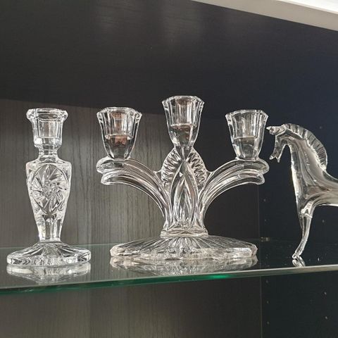 VINTAGE/RETRO GAMMEL "LYSESTAKE " GLASS/KRYSTAL