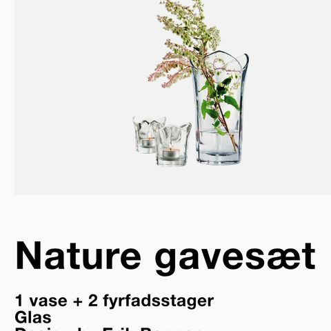 Nature Gavesett - 1 vase og 1 telys beholder - Ubrukt!