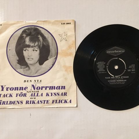 YVONNE NORRMAN / TACK FÖR ALLA KYSSAR - 7" VINYL SINGLE