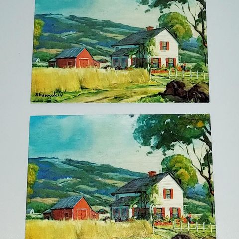 2 "PEACEFUL VALLEY' BY SHUMAKER PRINTS.Signert.
