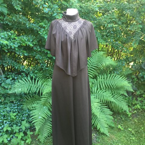 Vintage Klassisk Maxi Kjole Original 1970s