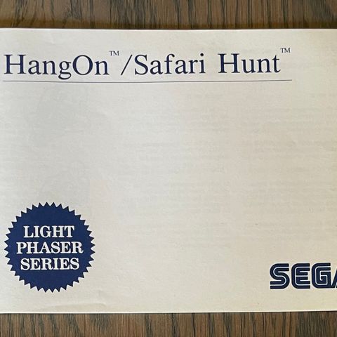 SEGA : HANG ON / SAFARI HUNT Instruksjonsmanual hefte manual