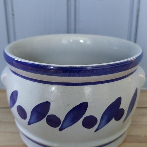 Keramikk skål/ krukke blå og grå