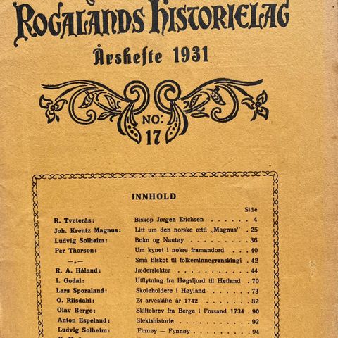 Rogaland Historielag Årshefter