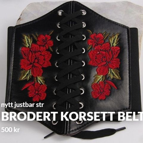 sort og rødt korsett belte m ekte broderier ..nytt i innpakking