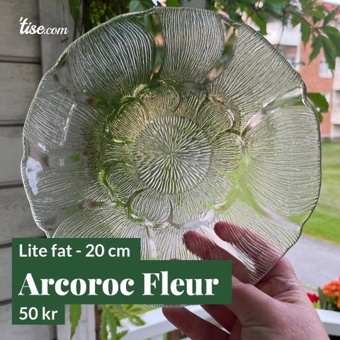 Retro Arcoroc Fleur fat i klart glass - fransk vintage design