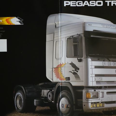 Pegaso Troner lastebilbrosjyre 1990 dansk .