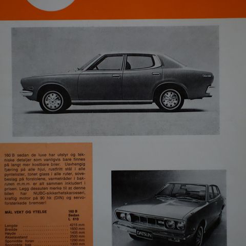 Datsun 160B sedan de luxe 2s brosjyre 1972