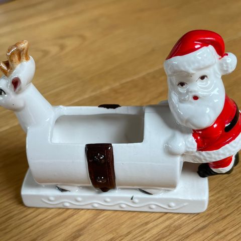 Gammel nisse figur med reinsdyr 1950-tallet