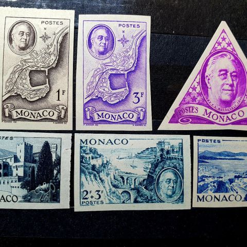 Monaco 1946 - President Roosevelt UPERF Full - 6 stk. MNH - Yvert €44.00