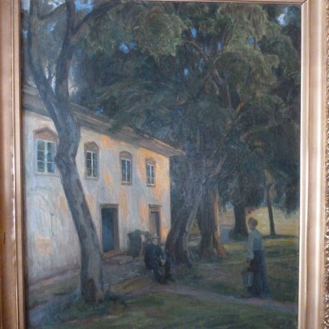 Thorolf Holmboe, "Utenfor huset" fra 1906, 100 x 123 cm, olje på lerret