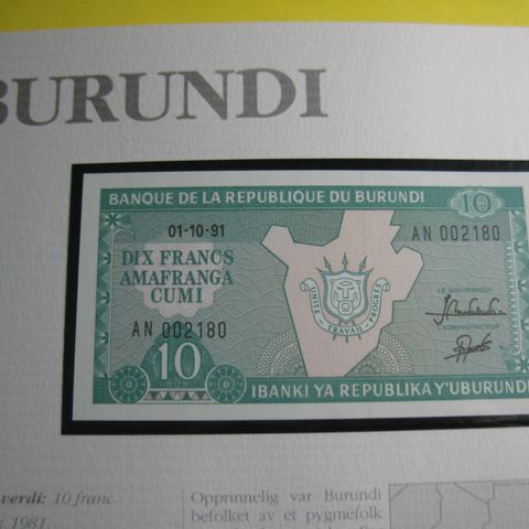 10 Franc  Burundi unc