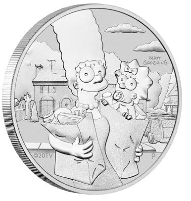TUVALU, 2021 The Simpsons, 1 oz Sølv. 999 Marge and Maggie Simson
