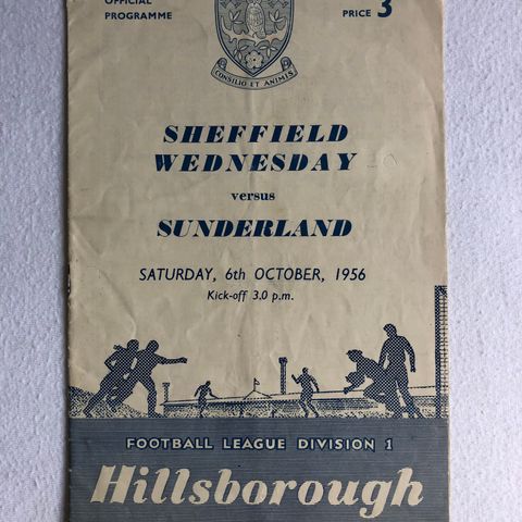 Program  Sheffield Wednesday - Sunderland 1956