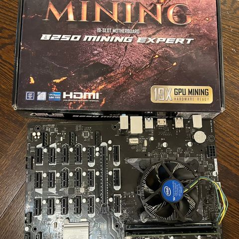 ASUS B250 Mining Expert med CPU og RAM