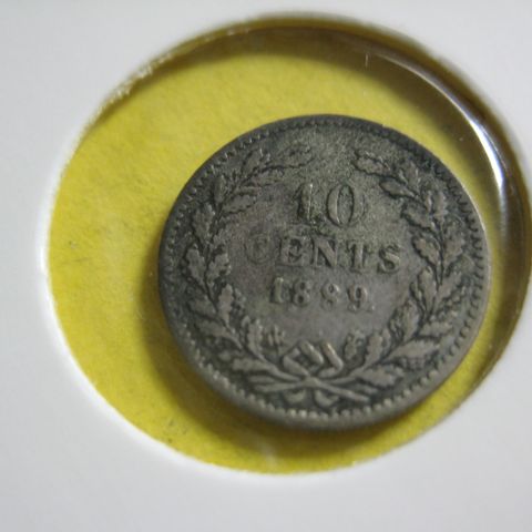 10 Cents Nederland 1889 sølv