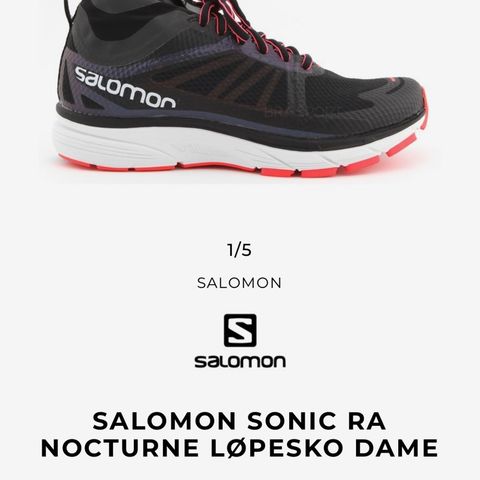 Salomon str 38 Sonic Ra Nocturne løpesko dame