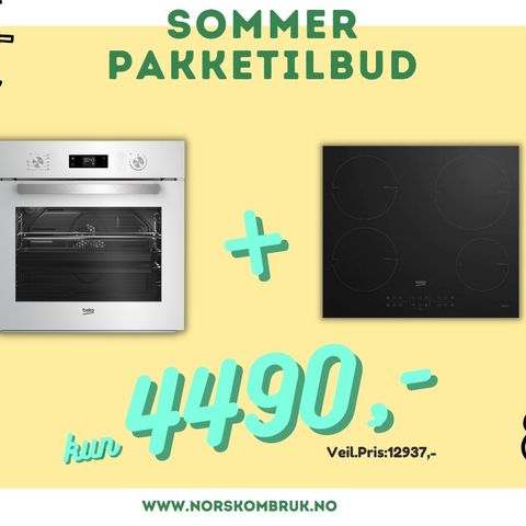 SOMMER PAKKETILBUD - STEKEOVN + PLATETOPP BARE 4490 KR!