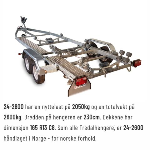 Stor båthenger 18-25 fot til leie (Tønsberg)