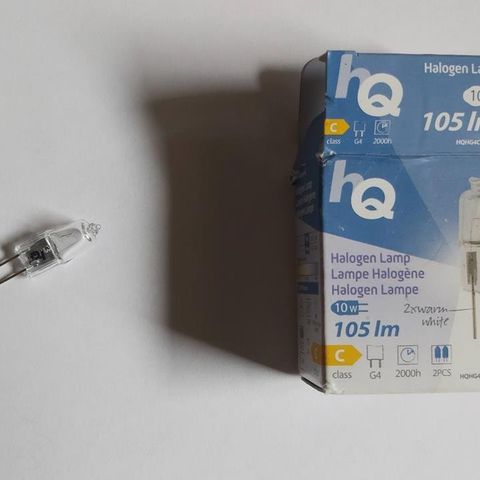 Lyspære G4 10W 12V halogen klar 2stk i eske