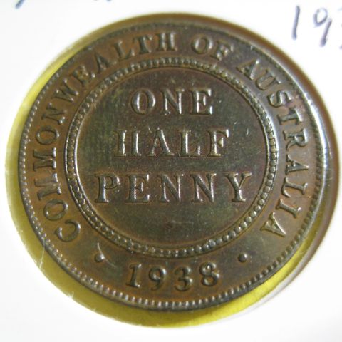 1/2 Penny Australia 1938 kv 0