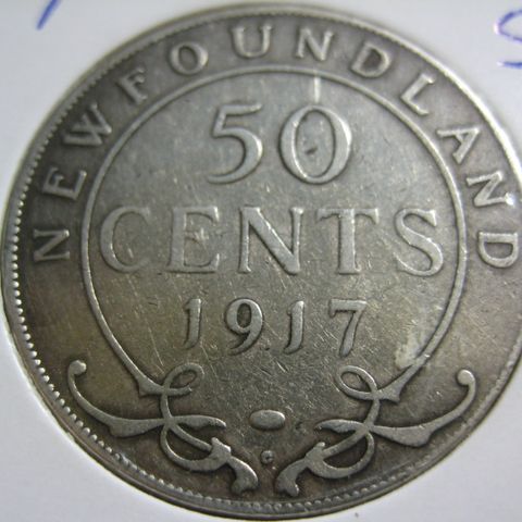 50 Cents New Foundland 1917 sølv 925 s