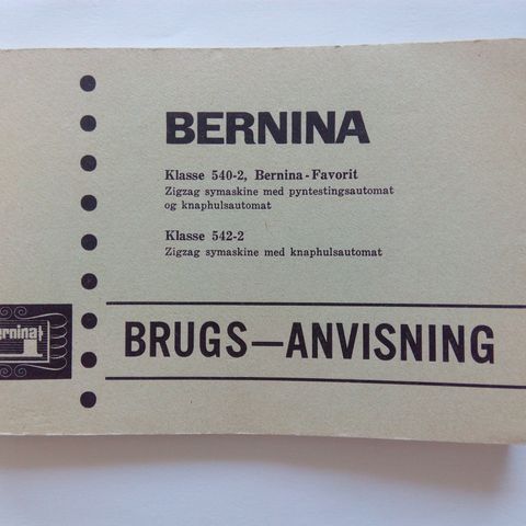 Bernina  540-2  / 542-2 Favorit brukermanual