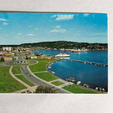 Postkort Sandefjord havn og strandpromenade gammelt