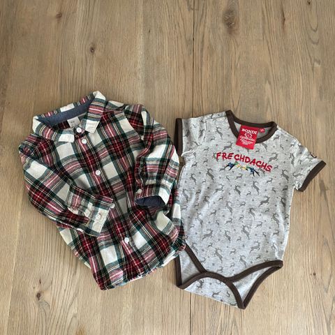 Baby sett «HYTTA» rutete skjorte H&M + body fra tyske alpene st.68