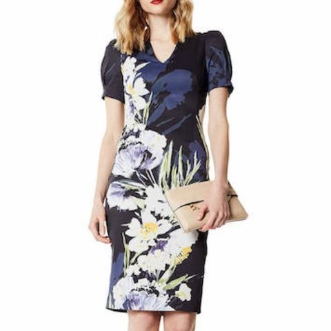 Karen Millen blue floral Pencil dress XS