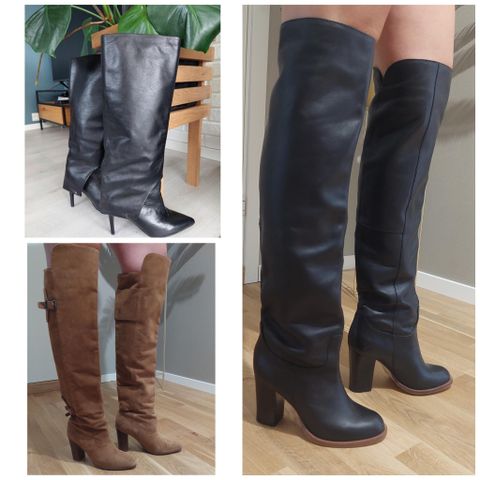 Lekre høyhæler boots str 39 Kurt Geiger,  H&m EKTE SKINN