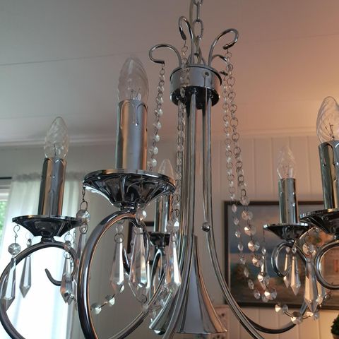 Taklampe i sølv/glass