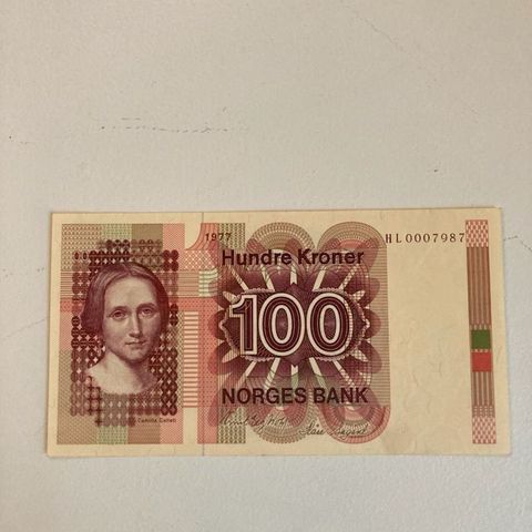 100 kr seddel 1977 HL erstatningseddel