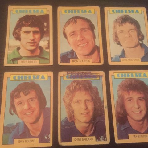 Chelsea FC - 6 stk A&BC 1973 fotballkort