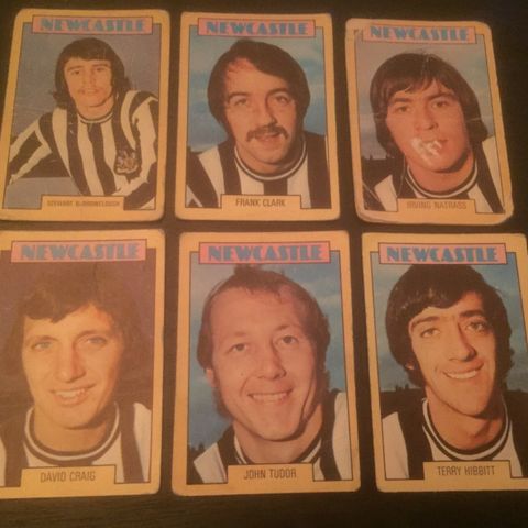 Newcastle United - 6 stk A&BC 1973 fotballkort