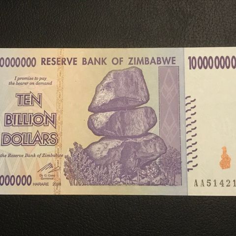 10 Billioner dollar Zimbabwe 2008 Unc