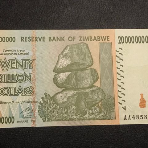 20 Billioner dollar Zimbabwe 2008 Unc
