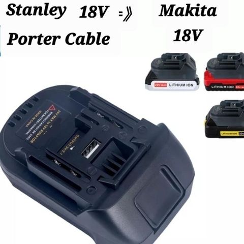 Adapter: Bruk batteri fra Black and Decker,  Stanley på Makita