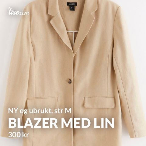 Ny og ubrukt blazer i linblanding fra Lindex, str. M