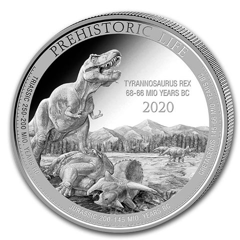 2020 KONGO 1 OZ SØLV PREHISTORICAL LIFE T-REX