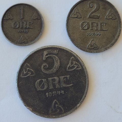 Okkupasjonsmynter fra 1944 NORGE, Samlet pris kr 60